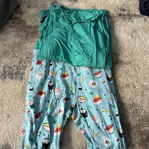 Women's Little Sleepies sushi top and bottoms pajamas size XL